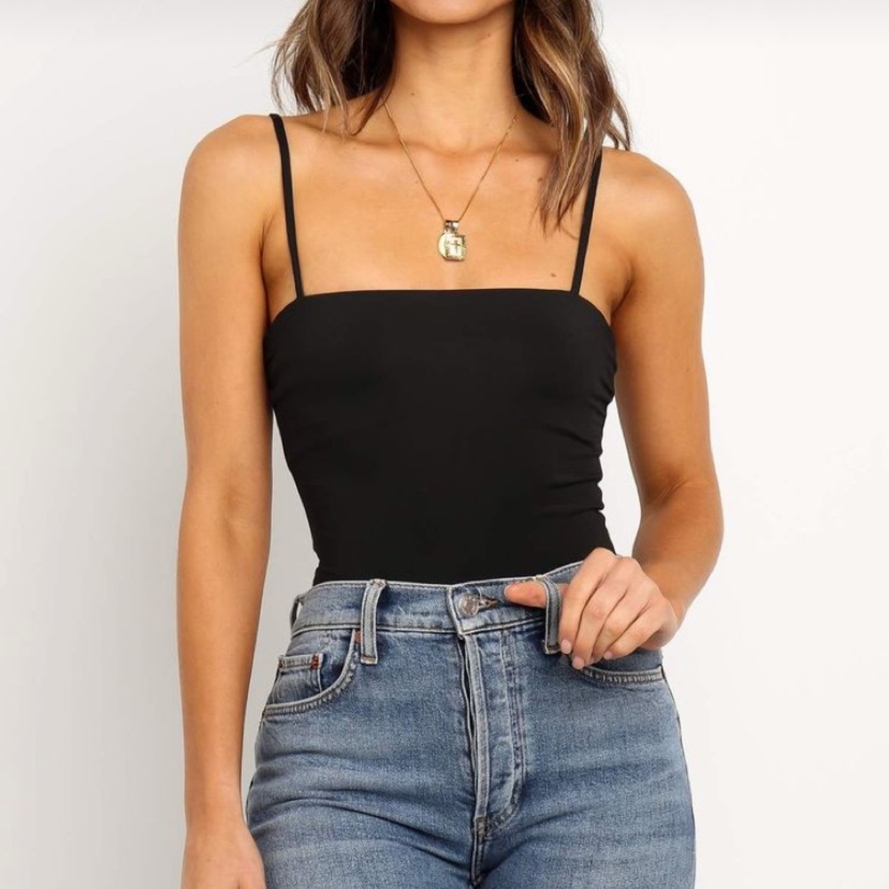Black Strappy Boho Bodysuit